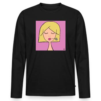 blond - Männer Premium Bio Langarmshirt - Schwarz - Vorne - Nico (187cm)