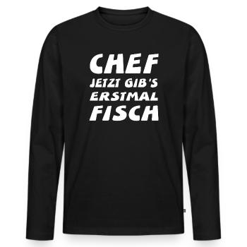 Chef - Männer Premium Bio Langarmshirt - Schwarz - Vorne - Nico (187cm)