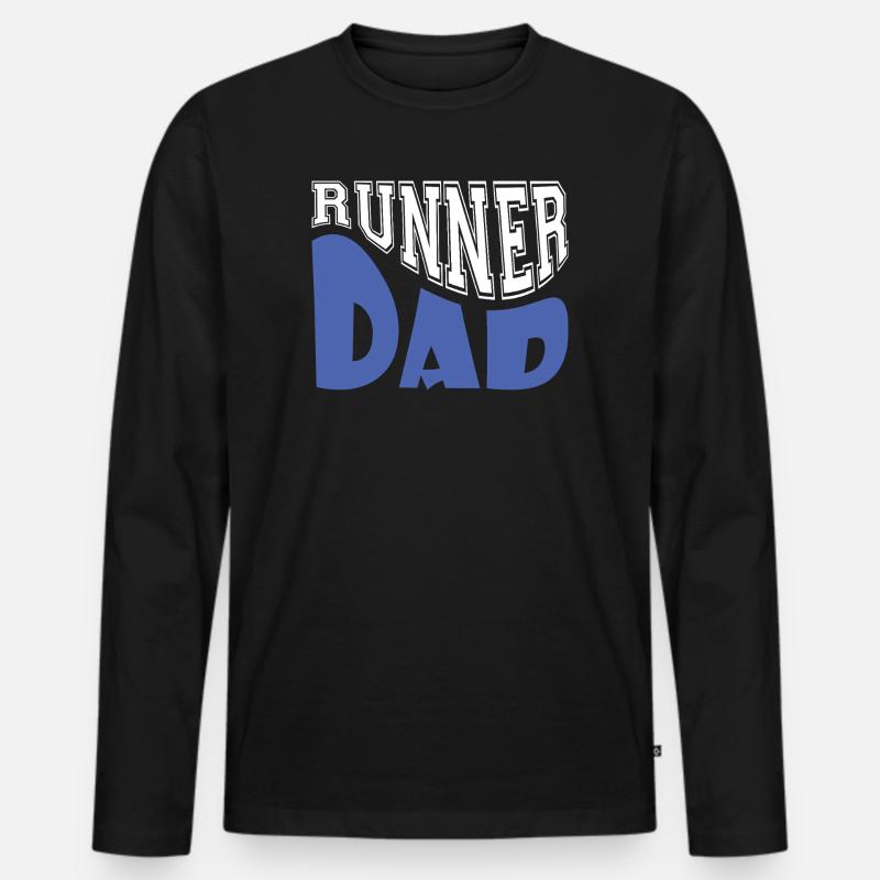 Läufer-Vater - Männer Premium Bio Langarmshirt - Schwarz