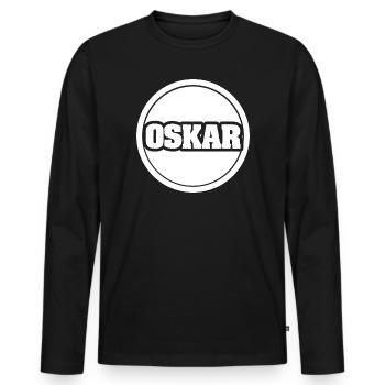 Oskar als Legendaer - Männer Premium Bio Langarmshirt - Schwarz - Vorne - Nico (187cm)