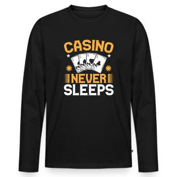 Gambling Fan Casino Never Sleeps Casino - Männer Premium Bio Langarmshirt - Schwarz - Vorne - Nico (187cm)