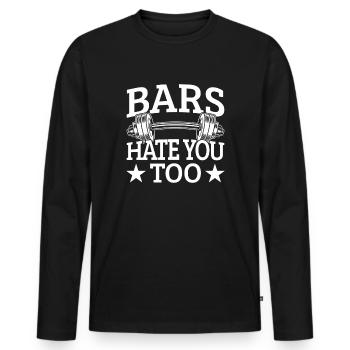 Powerlifting Bodybuilder Bars Hate You Too Gym - Männer Premium Bio Langarmshirt - Schwarz - Vorne - Nico (187cm)