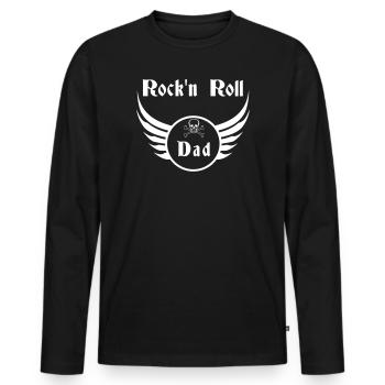 Dad Rock and Roll White Skull Wings - Men's Premium Organic Long Sleeve Shirt - black - Front - Nico (187cm)