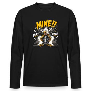 Vol de mouettes au bord de la mer - T-shirt manches longues Premium bio Homme - noir - Devant - Nico (187cm)
