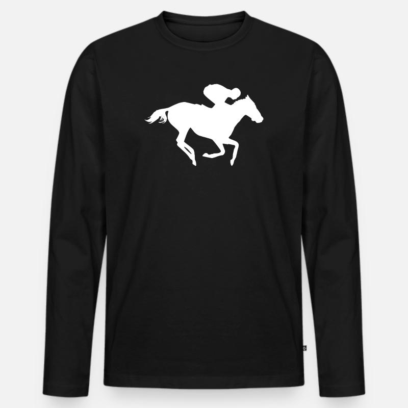 Reiten - Männer Premium Bio Langarmshirt - Schwarz