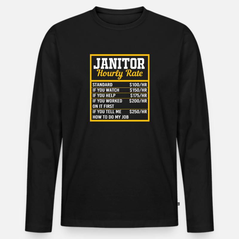 Hausmeister Stundenlohn - Männer Premium Bio Langarmshirt - Schwarz