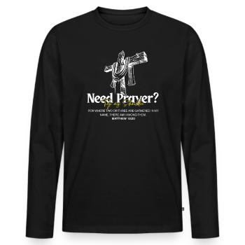 Croyant en Jésus - T-shirt manches longues Premium bio Homme - noir - Devant - Nico (187cm)