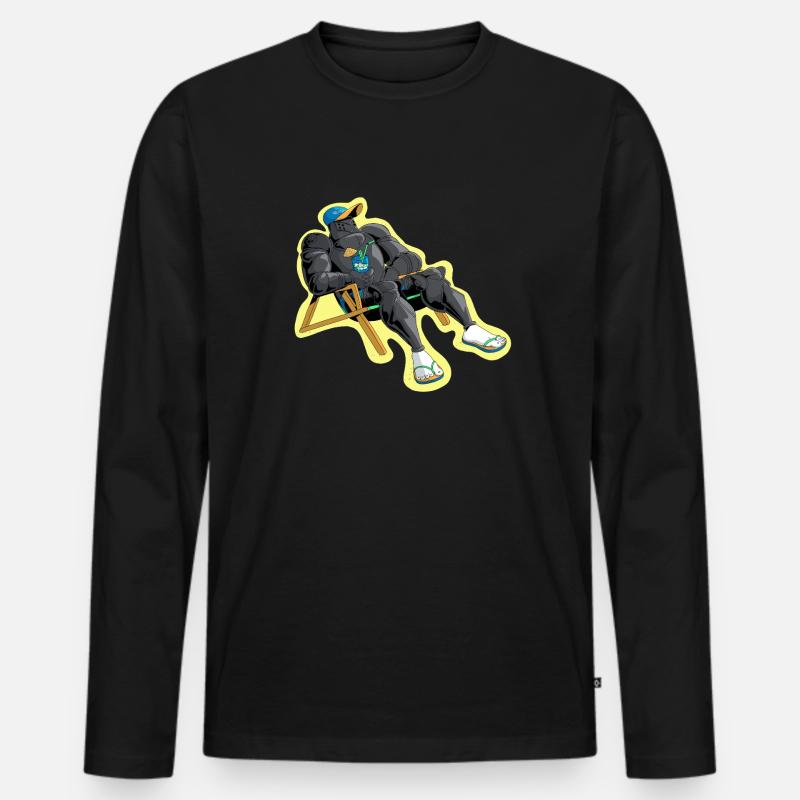 Die Ruhe des Kriegers - Männer Premium Bio Langarmshirt - Schwarz