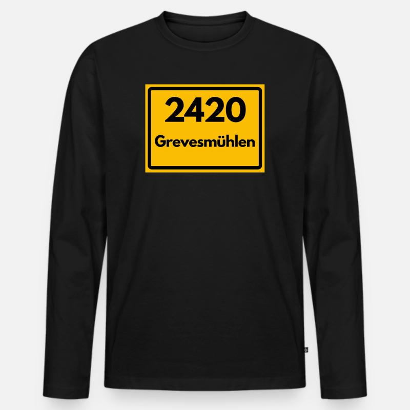 ANCIEN CODE POSTAL RETRO 2420 GREVESMÜHLEN - T-shirt manches longues Premium bio Homme - noir