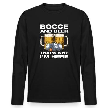 Bocce and beer Petanque Boule player - Men's Premium Organic Long Sleeve Shirt - black - Front - Nico (187cm)