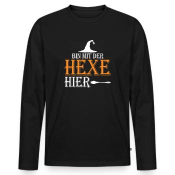 Bin mit der Hexe her - Männer Premium Bio Langarmshirt - Schwarz - Vorne - Nico (187cm)