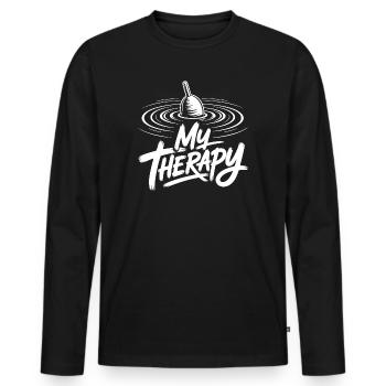 Fishing Therapy - Men's Premium Organic Long Sleeve Shirt - black - Front - Nico (187cm)