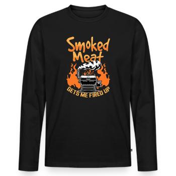 BBQ Grilling Meat Smoking Barbecue - Men's Premium Organic Long Sleeve Shirt - black - Front - Nico (187cm)