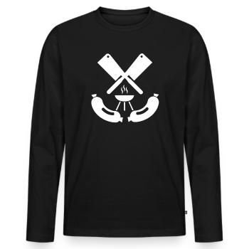 Griller - T-shirt manches longues Premium bio Homme - noir - Devant - Nico (187cm)