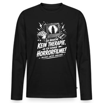 Real Life ist keine gute Grafik - Männer Premium Bio Langarmshirt - Schwarz - Vorne - Nico (187cm)
