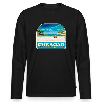 Curacao - Männer Premium Bio Langarmshirt - Schwarz - Vorne - Nico (187cm)