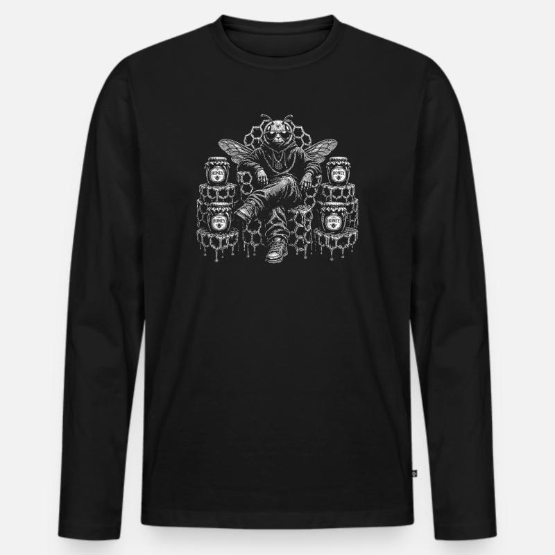 Honigbiene - Männer Premium Bio Langarmshirt - Schwarz