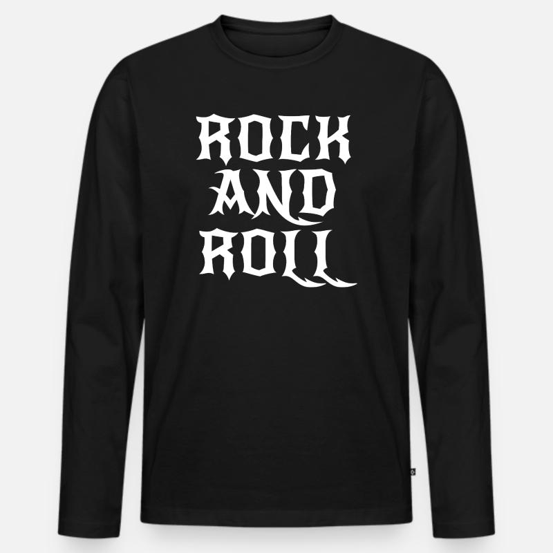 Rock'n'Roll-Gothic-Logo - Männer Premium Bio Langarmshirt - Schwarz