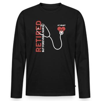 Pensioniert, aber für immer Krankenschwester - Männer Premium Bio Langarmshirt - Schwarz - Vorne - Nico (187cm)