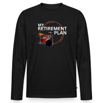 Retraite, batteur : mon plan de retraite - T-shirt manches longues Premium bio Homme - noir - Devant - Nico (187cm)