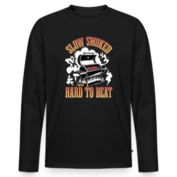 BBQ Grilling Meat Smoking Barbecue - Männer Premium Bio Langarmshirt - Schwarz - Vorne - Nico (187cm)