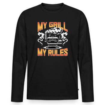 BBQ Grilling Meat Smoking Barbecue - Männer Premium Bio Langarmshirt - Schwarz - Vorne - Nico (187cm)