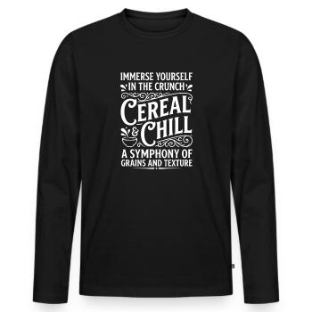 Cereal Chill Overnight Oats Muesli Grains Crunch - Men's Premium Organic Long Sleeve Shirt - black - Front - Nico (187cm)