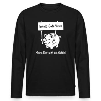 Meine Rente ist ein Gefühl. - Männer Premium Bio Langarmshirt - Schwarz - Vorne - Nico (187cm)
