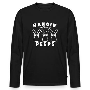 Hangin with My Peeps - Men's Premium Organic Long Sleeve Shirt - black - Front - Nico (187cm)