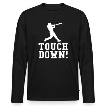 Touchdown Silhouette Tee - Männer Premium Bio Langarmshirt - Schwarz - Vorne - Nico (187cm)