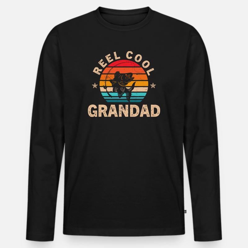 Retro Reel Opa - Männer Premium Bio Langarmshirt - Schwarz