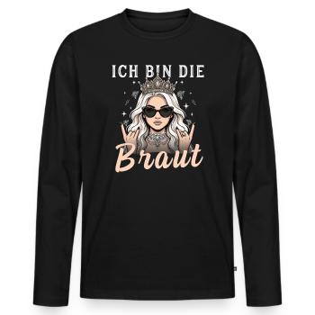 Ich bin die Braut - Cooles JGA Braut Motiv mit Kro - Männer Premium Bio Langarmshirt - Schwarz - Vorne - Nico (187cm)