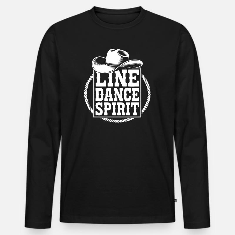 Line Dance Spirit - Männer Premium Bio Langarmshirt - Schwarz