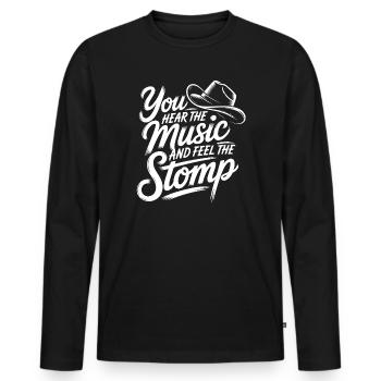 Line Dance Western Music Style - Men's Premium Organic Long Sleeve Shirt - black - Front - Nico (187cm)