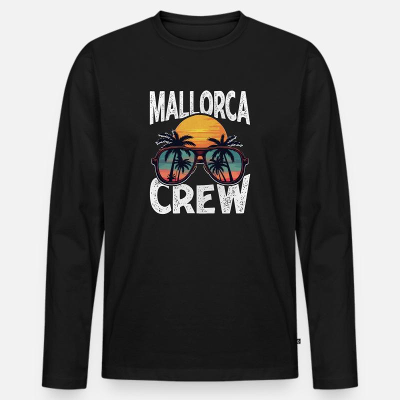 Mallorca Crew - Männer Premium Bio Langarmshirt - Schwarz