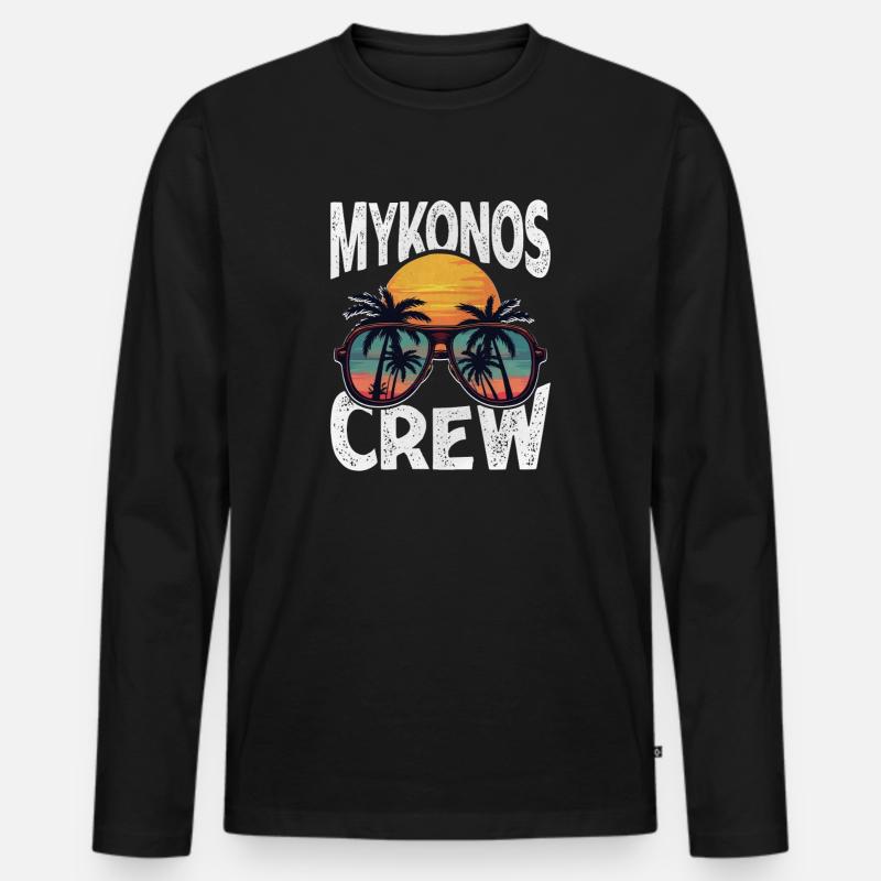 Mykonos Crew - Männer Premium Bio Langarmshirt - Schwarz