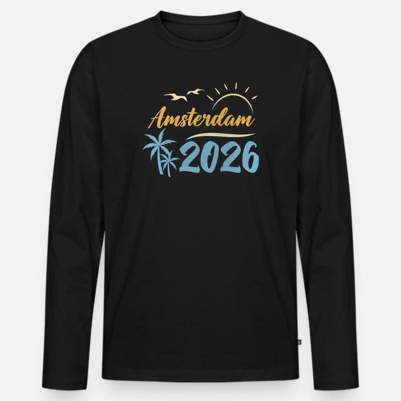 Amsterdam 2026 - Männer Premium Bio Langarmshirt - Schwarz