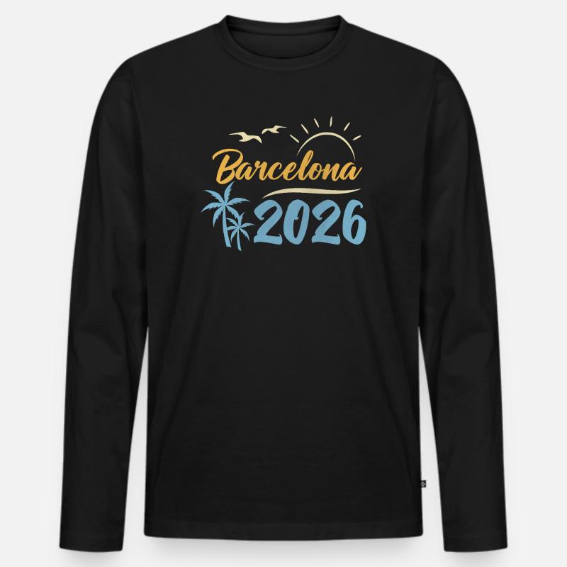 Barcelona 2026 - Männer Premium Bio Langarmshirt - Schwarz