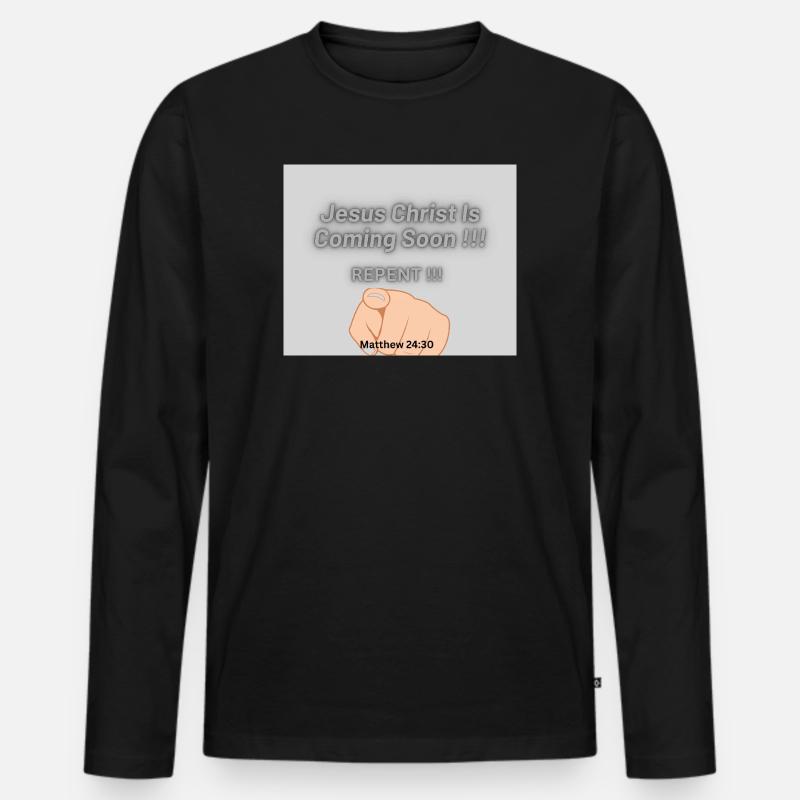 Jesus Christus kommt bald !! - Männer Premium Bio Langarmshirt - Schwarz