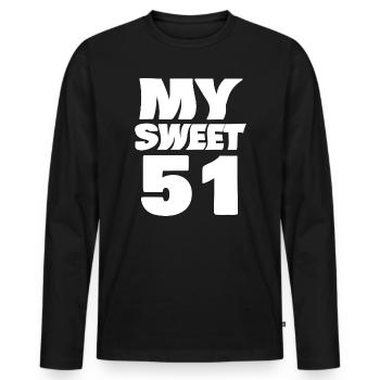 Sweet 51 - Männer Premium Bio Langarmshirt - Schwarz - Vorne - Nico (187cm)