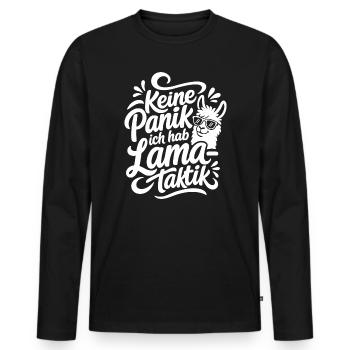 Lama Drama Kein Problem Spruch Humor - Männer Premium Bio Langarmshirt - Schwarz - Vorne - Nico (187cm)