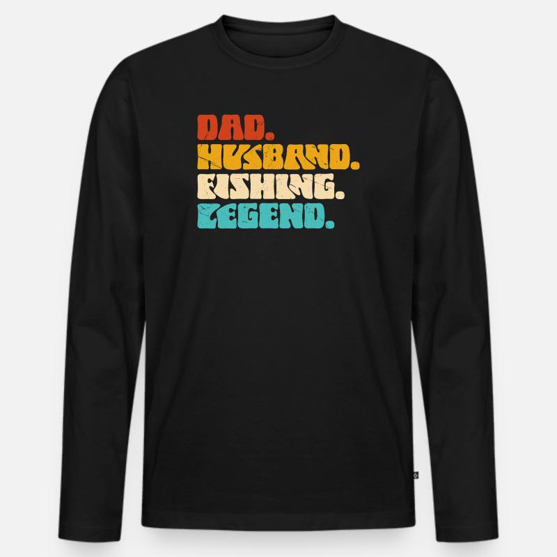 Papa Ehemann Angler Legende - Männer Premium Bio Langarmshirt - Schwarz
