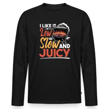 BBQ Grilling Meat Smoking Barbecue - Männer Premium Bio Langarmshirt - Schwarz - Vorne - Nico (187cm)