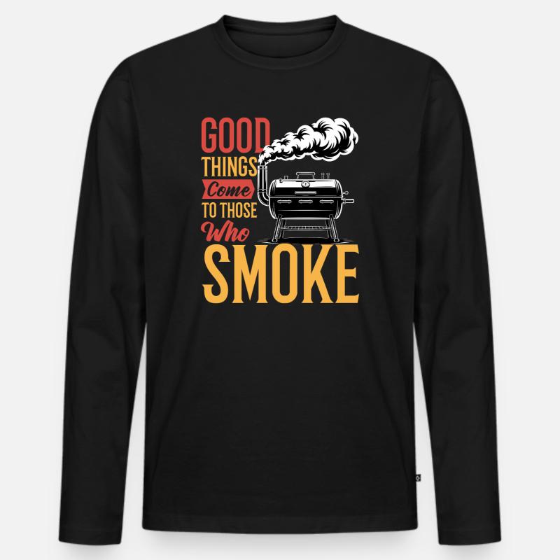 BBQ Grilling Meat Smoking Barbecue - Männer Premium Bio Langarmshirt - Schwarz