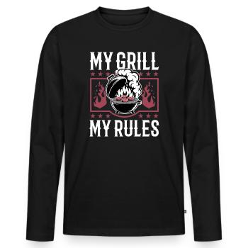 BBQ Grilling Meat Smoking Barbecue - Männer Premium Bio Langarmshirt - Schwarz - Vorne - Nico (187cm)
