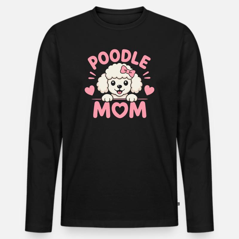 Pudel Mom Herzchen - Männer Premium Bio Langarmshirt - Schwarz