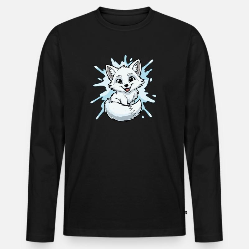 Wasser-Splash Fuchscharakter - Männer Premium Bio Langarmshirt - Schwarz