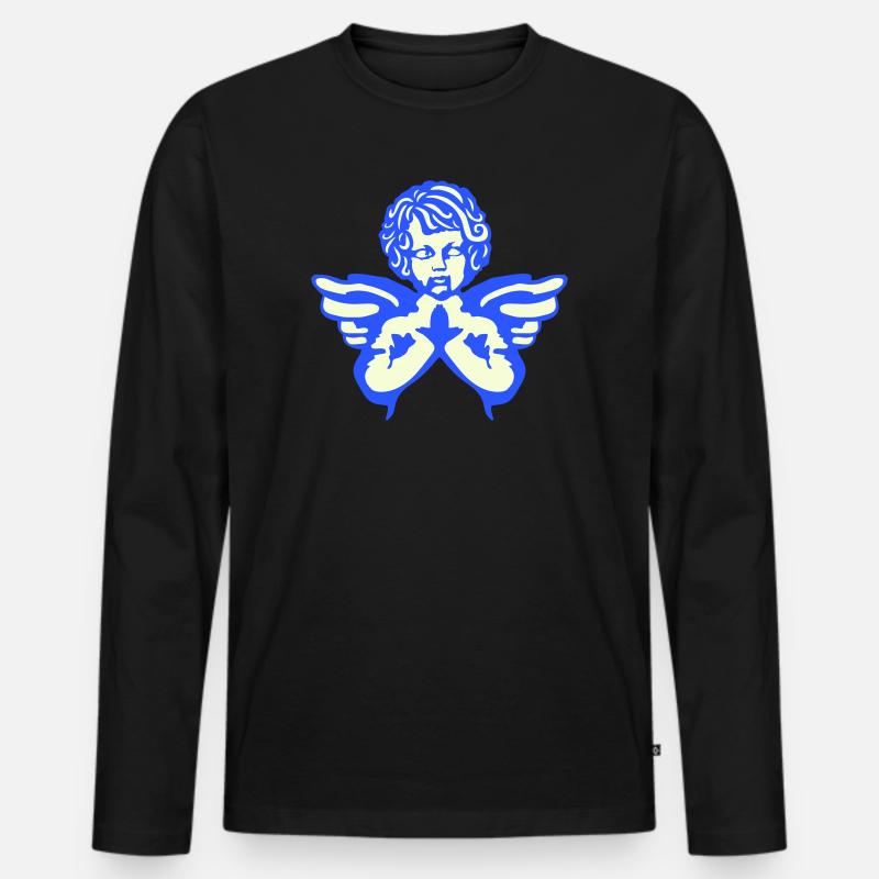 Engel Figur Flügeln - Männer Premium Bio Langarmshirt - Schwarz