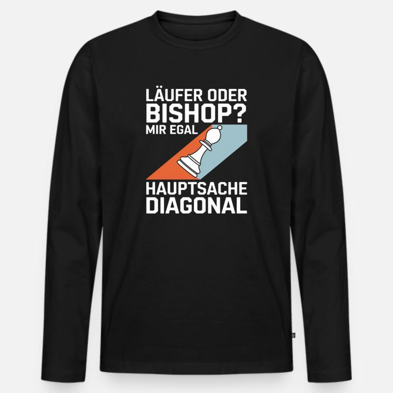 Läufer oder Bishop? Diagonal-Humor - Männer Premium Bio Langarmshirt - Schwarz