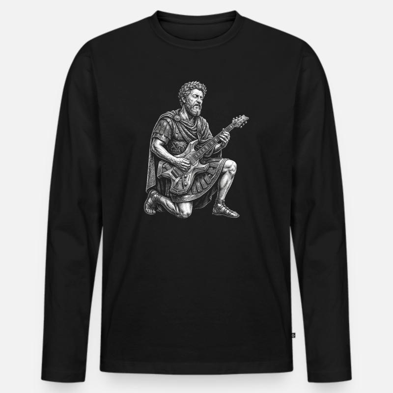 Marcus Aurelius spielt Gitarre - Männer Premium Bio Langarmshirt - Schwarz
